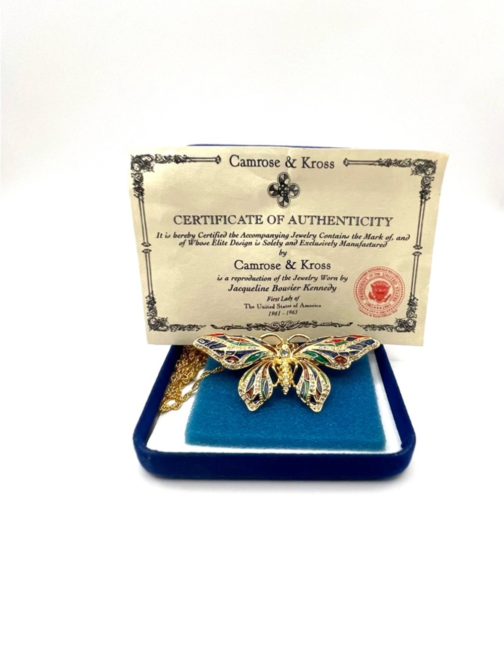Camrose & Kross Vintage Jacqueline Kennedy Butterfly Pendant & Necklace